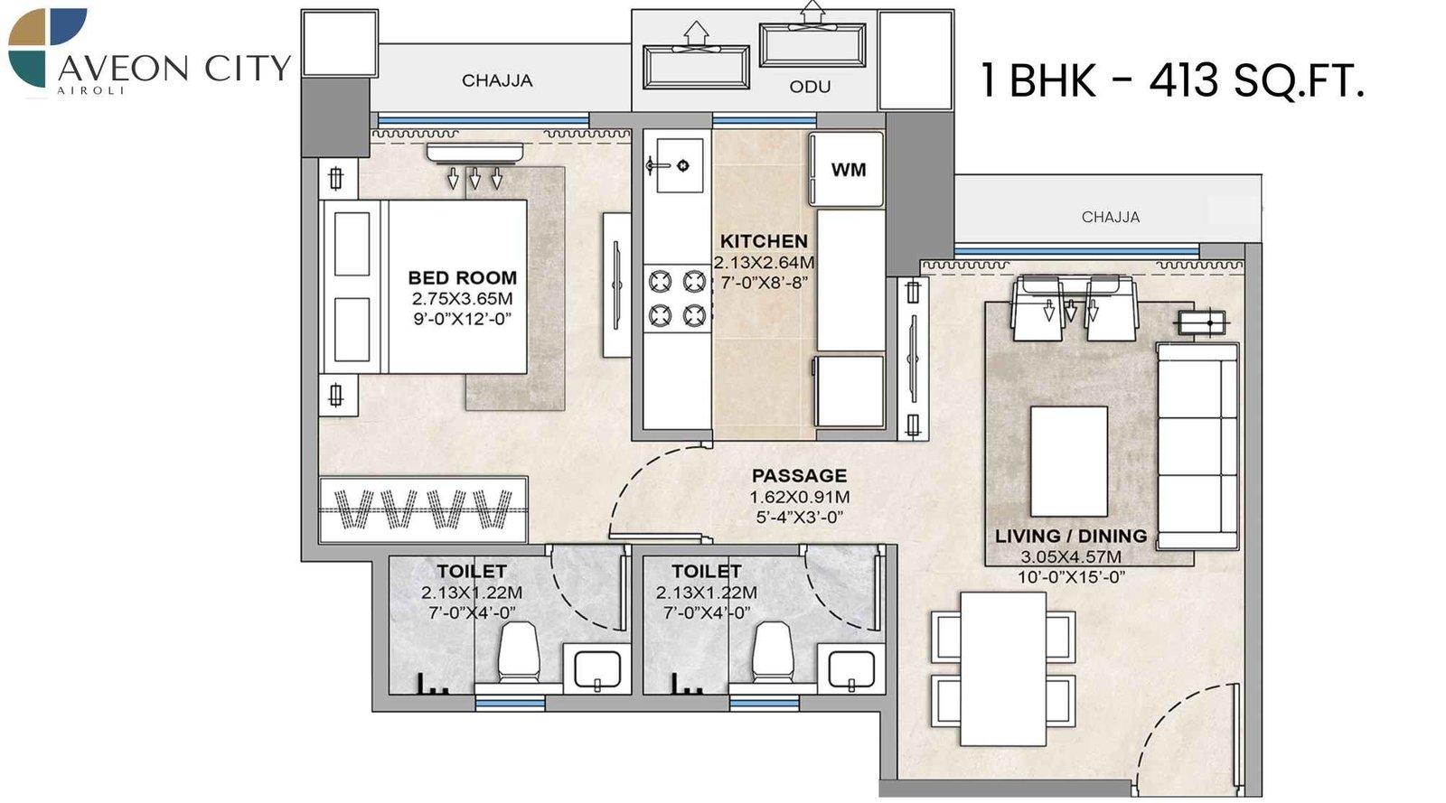 Balaji-Tricity-Delta-Aveon-City-Floor-Plan-1-BHK-413-Sqft